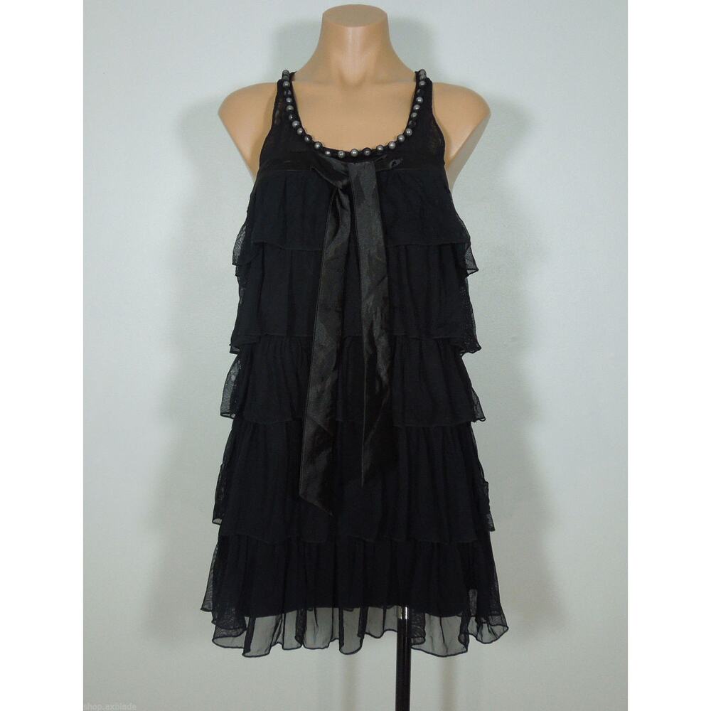 MYAN Dress Juniors M MEDIUM Embellished Ruffle Black